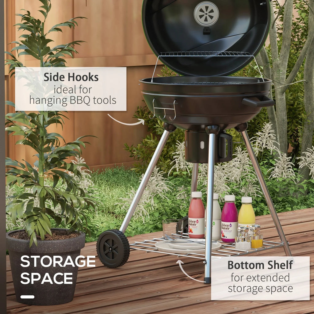 with Sq.In. and Charcoal Backyard Outdoor Cooking Green 21" Thermometer BBQ Area, Party, CoSoTower for Trolley Barbecue Grill Shelf, 360 Ash Built-In with Wheels, Catcher Kettle Patio,
