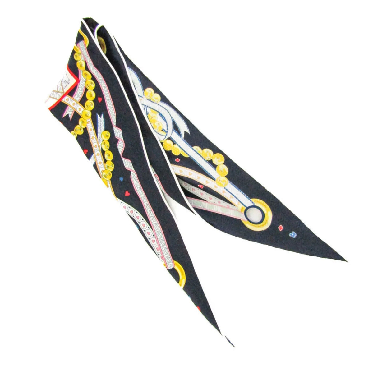 Hermes Multi-color,Navy,White LOSANGE Pre-Owned Scarf Silk COEUR (Good) Women's DE DAME