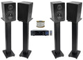 w/ Amplifier Bluetooth+(4) 150 BLUAMP Rockville Speakers+Stands Bookshelf 6.5"