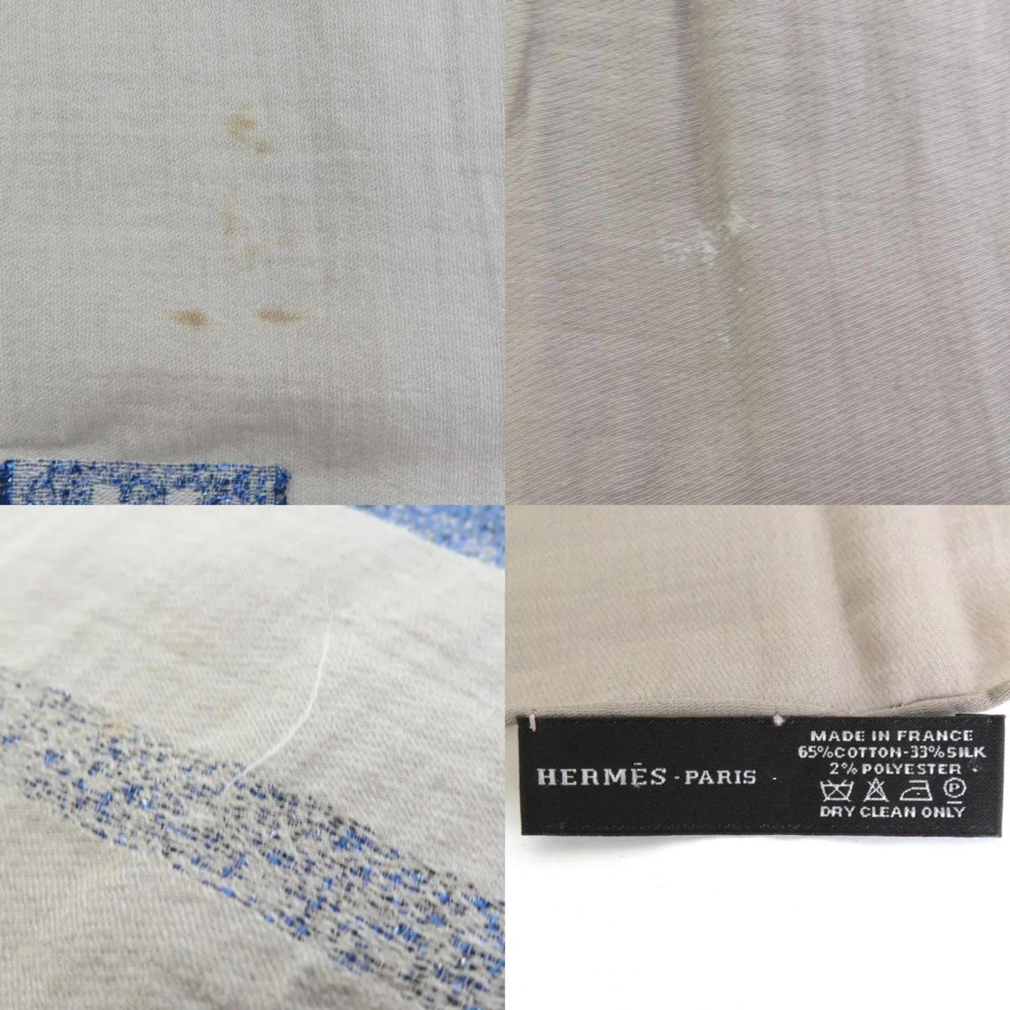 H HERMES Unisex Pre-Owned Greige/ e55881a Scarf Shawl Cotton/Silk/Polyester Hermes Logo (Good)