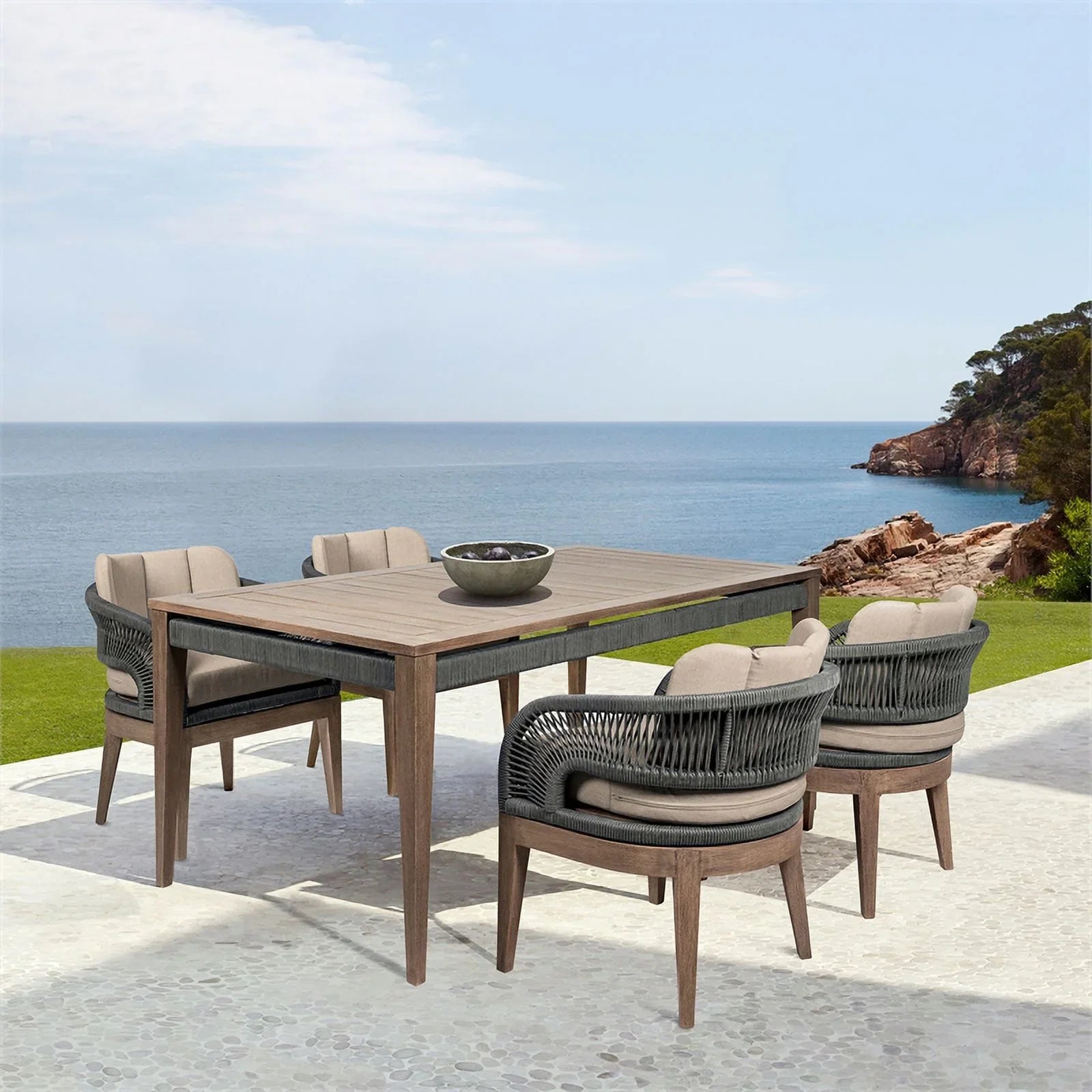 Glendora in Edge Eucalyptus Piece 7 Live Set Beckham Rope Dining and Outdoor