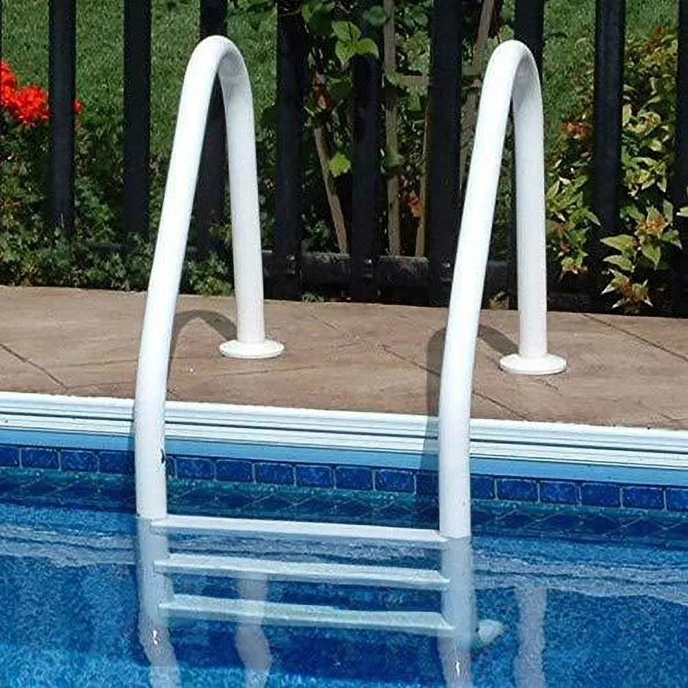 Ground SAFTRON White 3-Step Ladder- In Swimming Pool