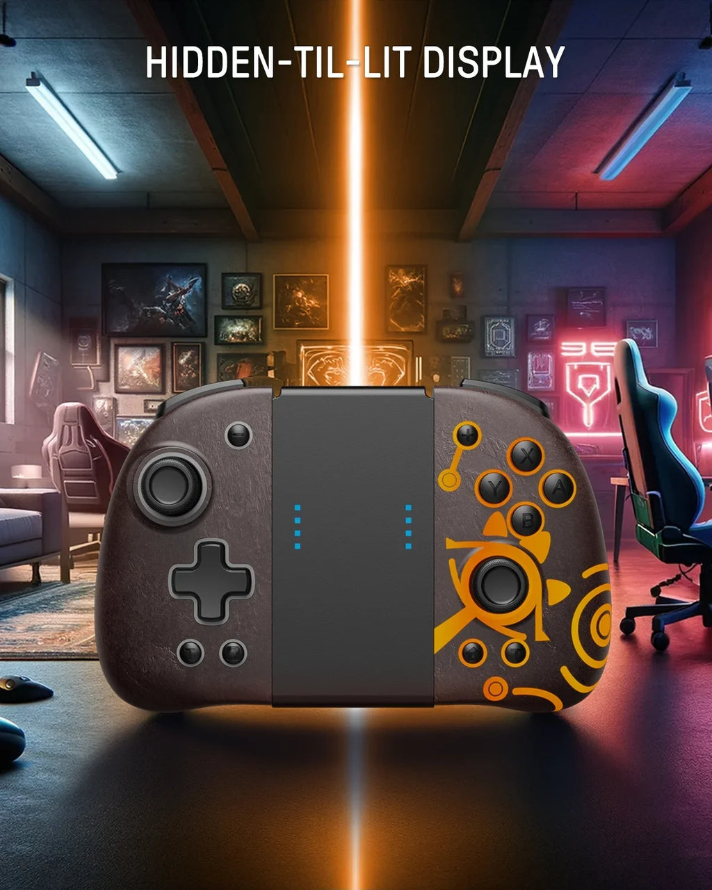 Colors/Paddle/Turbo for 7 Switch/OLED, - Mode Compatible Controller Controller Ergonomic Handheld Nintendo Zelda with Sheikah Joypad Funlab with Luminous Brown Switch LED for Fans