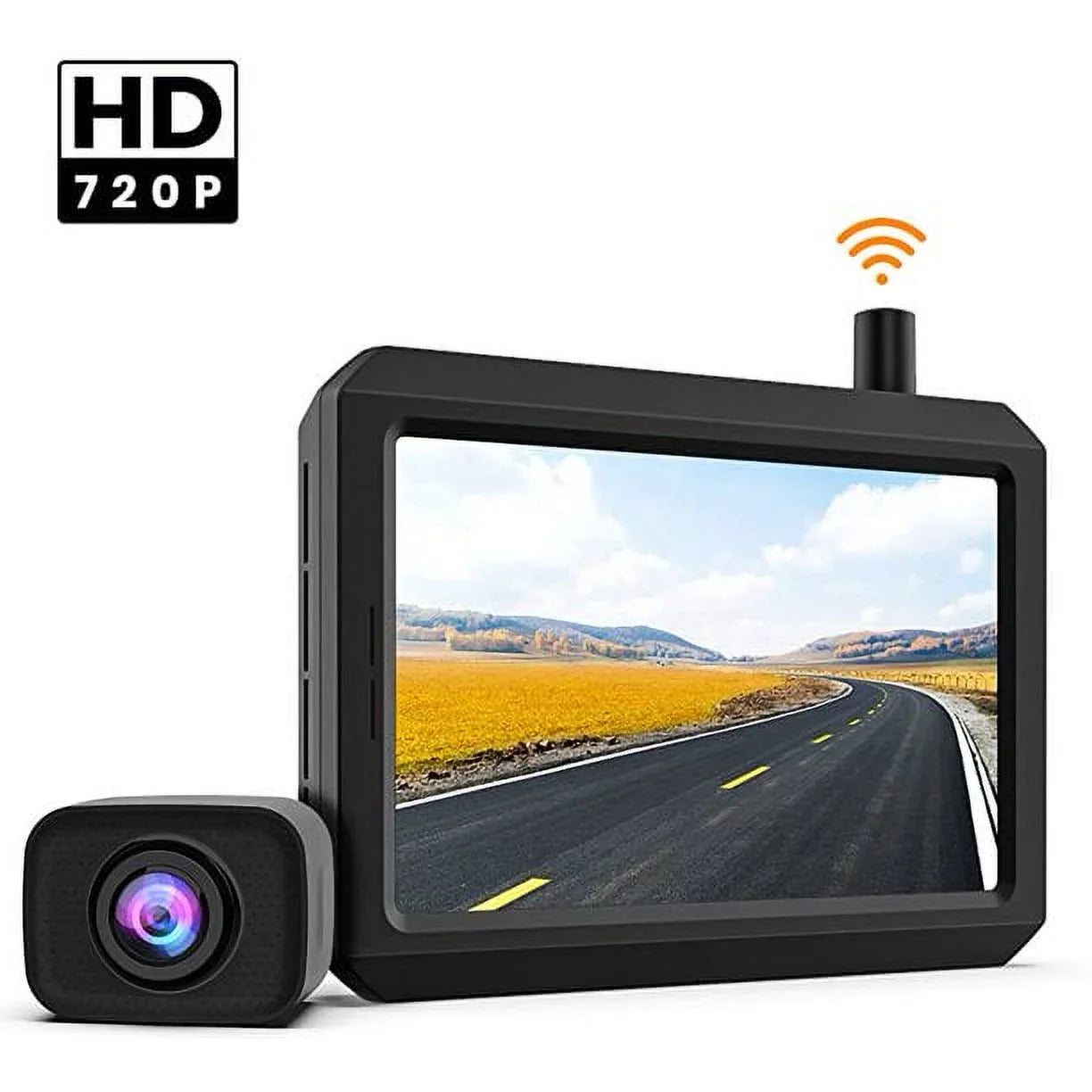 Backup View and HD Trucks, TFT-LCD K7Pro Waterproof Rear HD Camera 5″ Cameras, Support Camera Car/SUV/Van/Mini RV/Pickup 2 Monitor Wireless for for