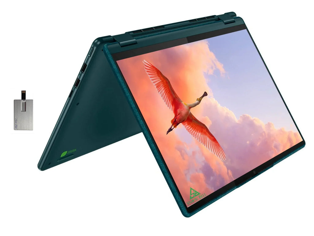2-in-1 Laptop, Teal, 5500U, RAM, Keyboard, Fingerprint 2TB USB 5 PCIe 2023 Lenovo Dark SnowBell SSD, AMD 11, Touchscreen 6 Card 13.3" 360° Win Reader, WUXGA 8GB Yoga Ryzen Backlit 32GB