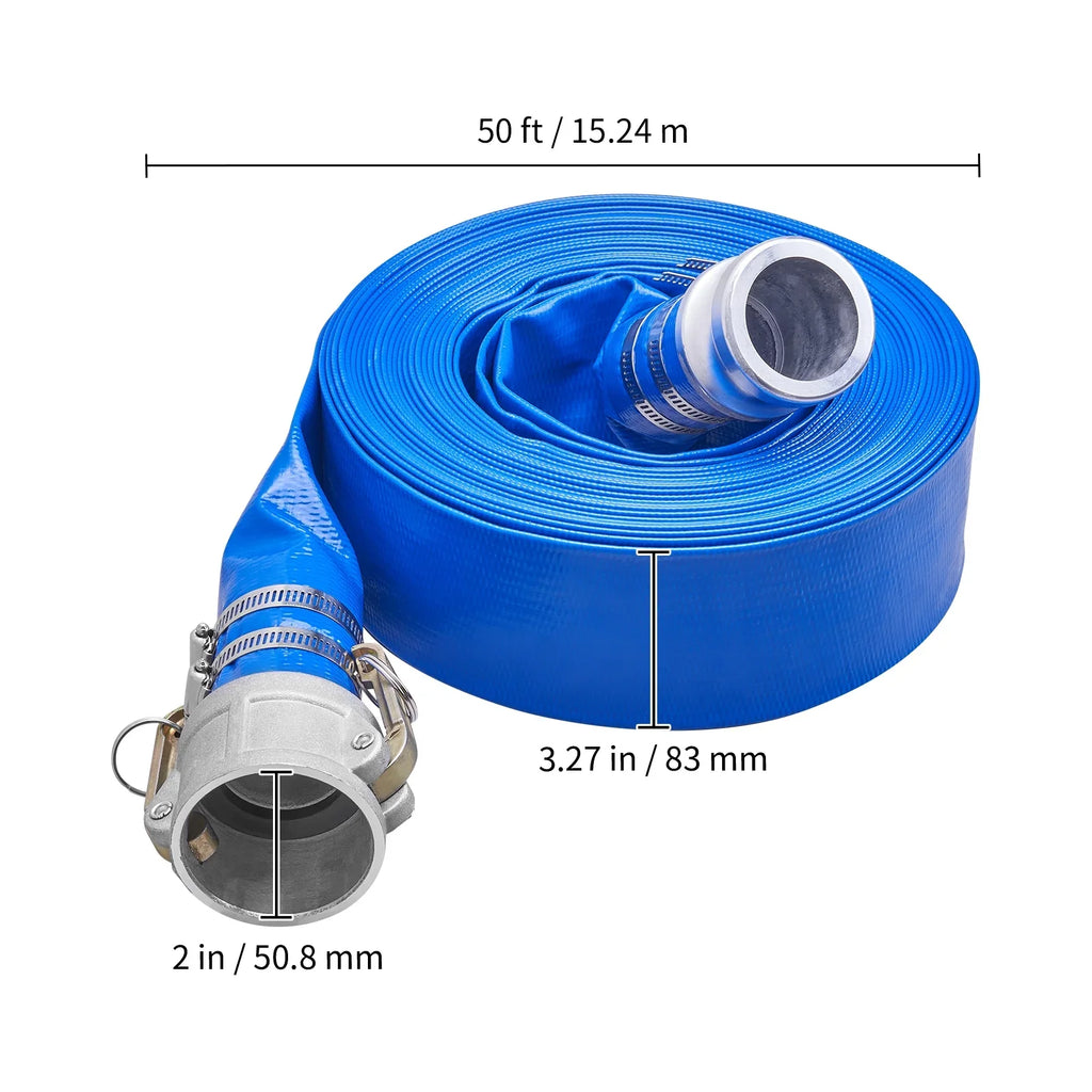 E with Aluminum Hose Discharge Disposal, Pool Backwash Water with Fittings Great Swimming Hose 50' joints, Camlock 2'' C for BENTISM Filter & x
