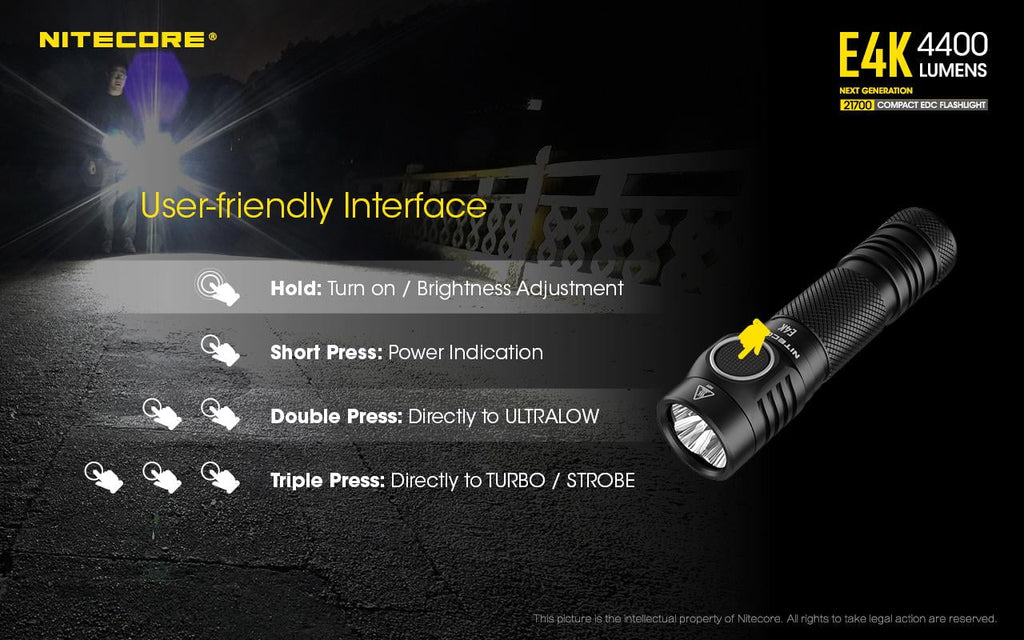 and generation Charger E4K - USB Cord and Combo: +UMS2 w/NL2150HPi Batteries NITECORE 4400 NL2150HPR Flashlight Eco-Sensa Intelligent Lumens Next