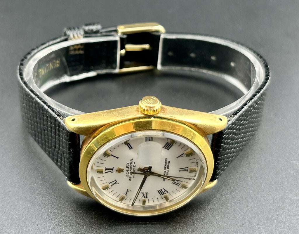 Gold Oyster Men's Rolex Shell Dial Date 15505 Perpetual White Watch Vintage 34mm
