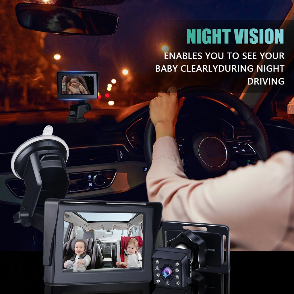 Crystal Camera, Baby 1080P Clear Monitor, View Vision Car Mirror ammoon Night Wide 4.3 Inch
