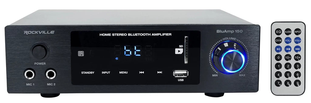 w/ Amplifier Bluetooth+(4) 150 BLUAMP Rockville Speakers+Stands Bookshelf 6.5"