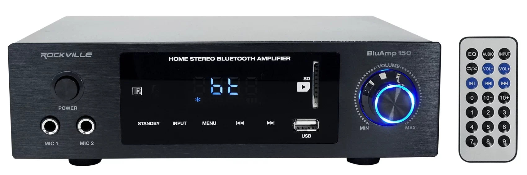 w/ Amplifier Bluetooth+(4) 150 BLUAMP Rockville Speakers+Stands Bookshelf 6.5"