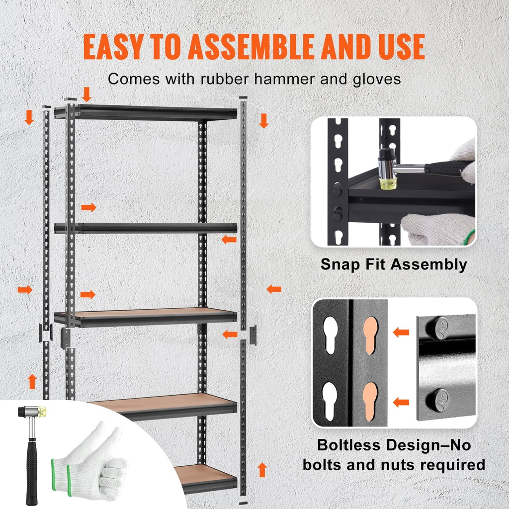 Unit lbs Garage 2000 Storage Adjustable 5-Tier Shelving Load BENTISM Storage Rack