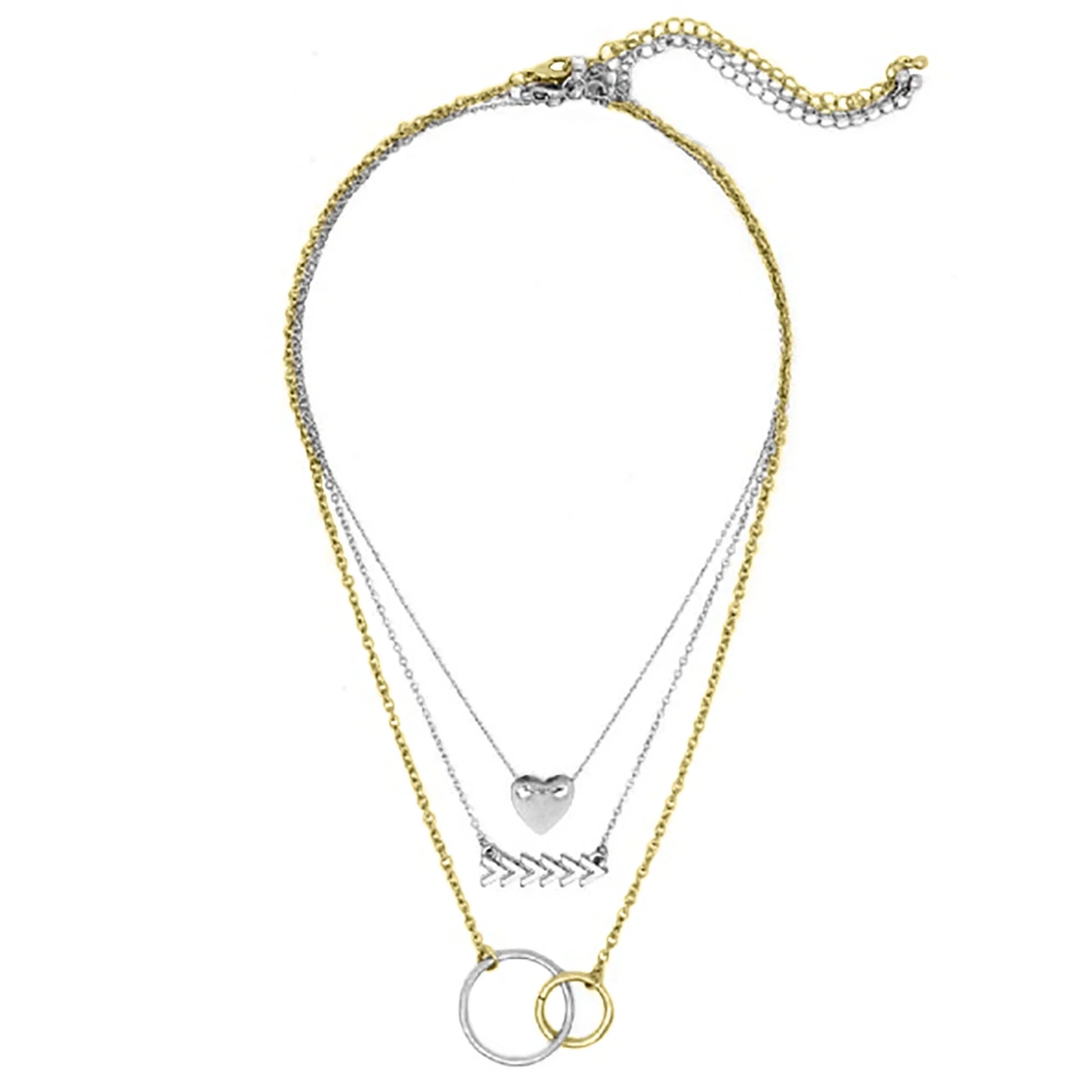 Women, | Teens Link Circle Heart, Inc Mixed Chevron, Layered for Metals Necklace Boutique Box