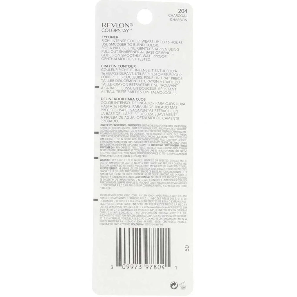 Of Charcoal Eyeliner Colorstay 4) 0.01 (Pack Pencil, [204], Oz Revlon