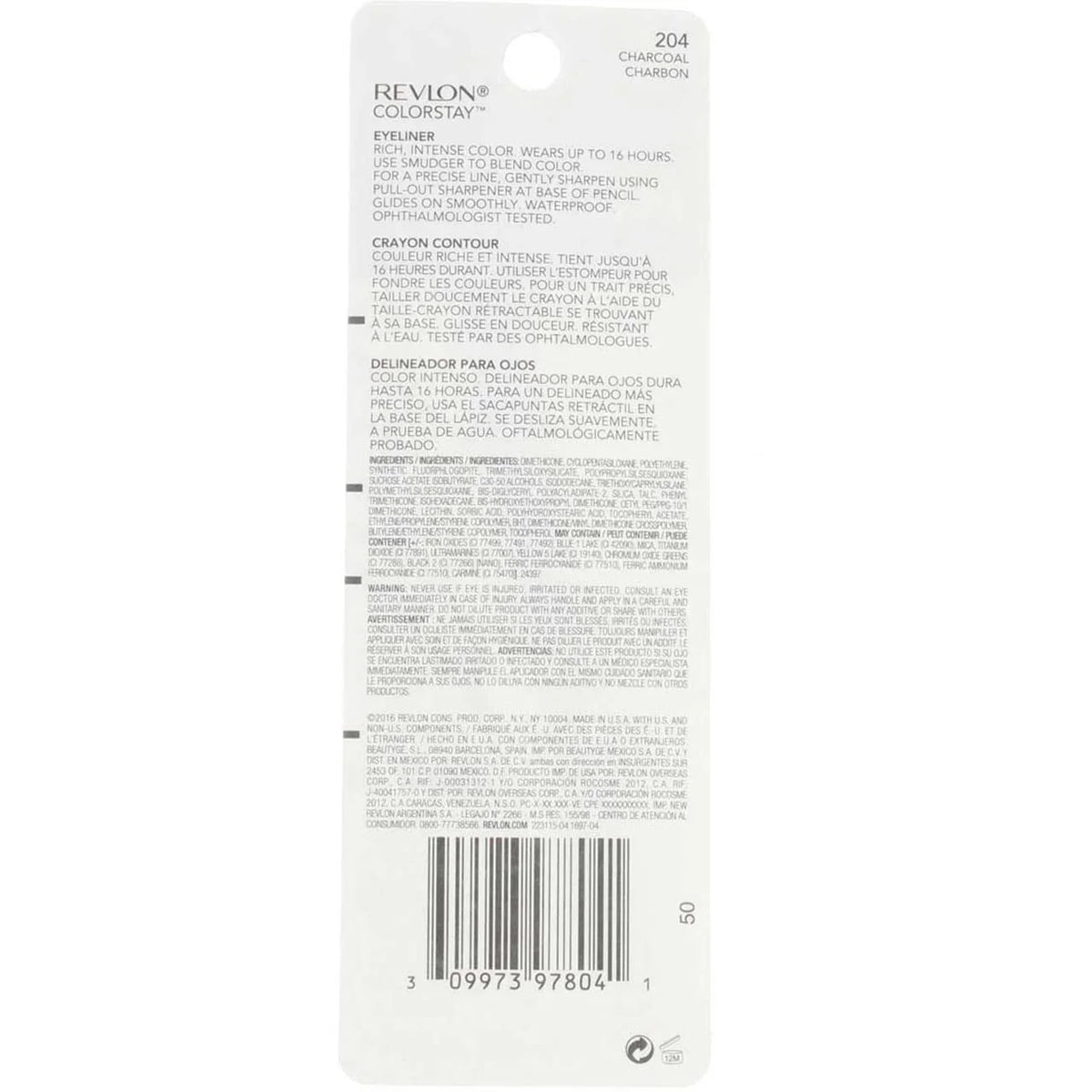 Of Charcoal Eyeliner Colorstay 4) 0.01 (Pack Pencil, [204], Oz Revlon