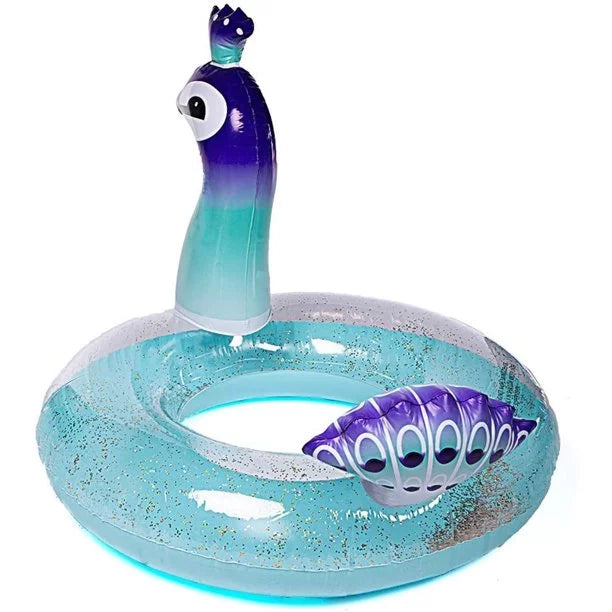 Water with Fast Pool Valves | Raft Peacock Glitter Lounge 48 Toys Float Swimming Game Party Kids Beach Decorative air-filled Designed Pool Inch Alin Summer for