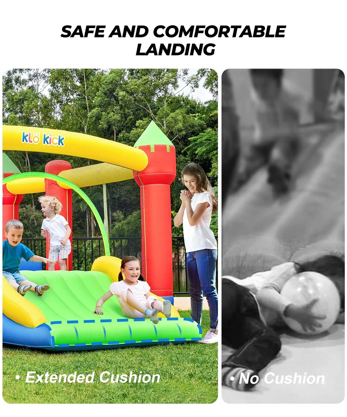Bounce for Slide Oxford Adult, Teen, 12' 840D 15'x Kids KLOKICK Infant, Large Child, Blower 3-10 Tween self-inflating House with Years, Bouncers for 6 &