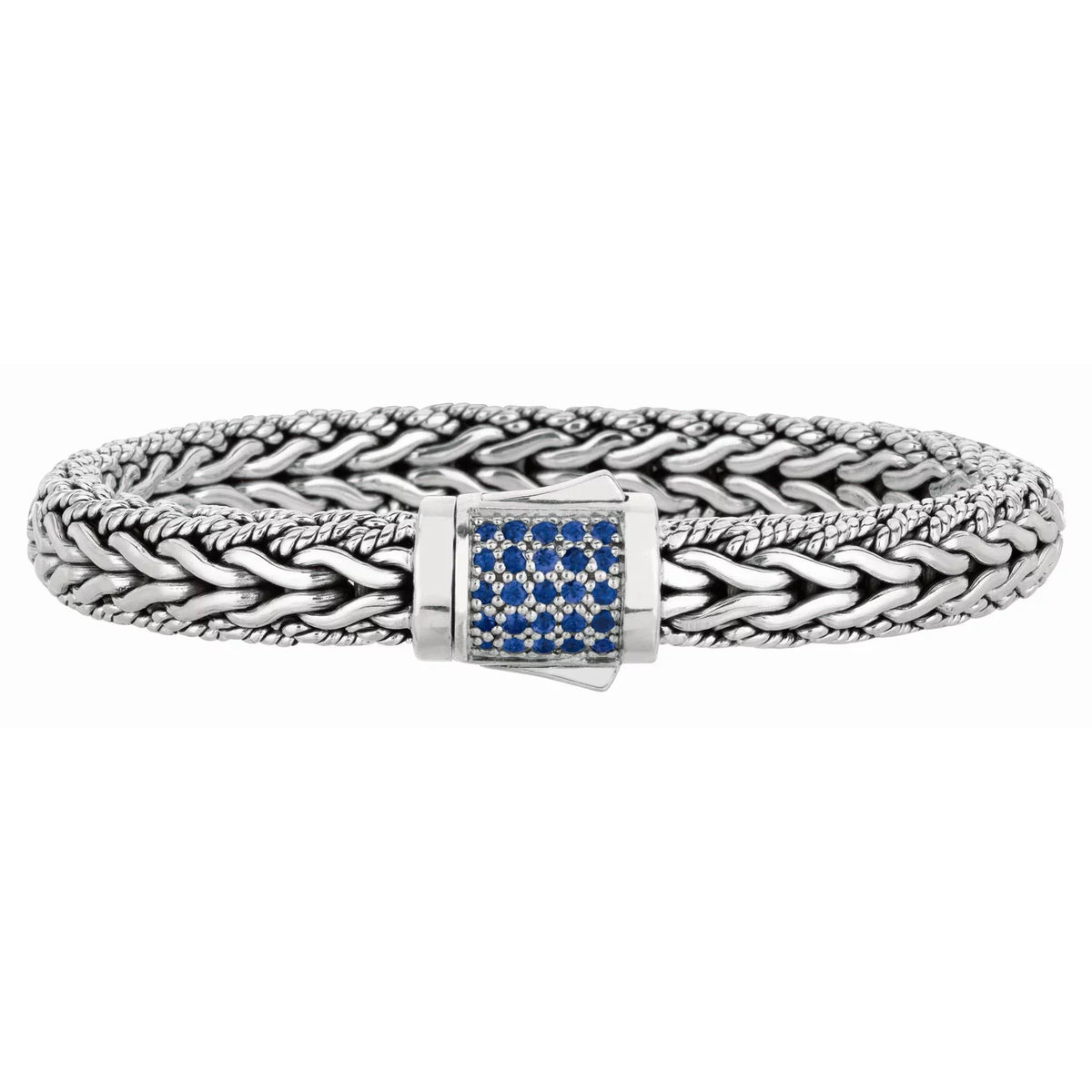 Silver Wheat Bracelet Sapphire Designer Spiga - & Woven 8.25"