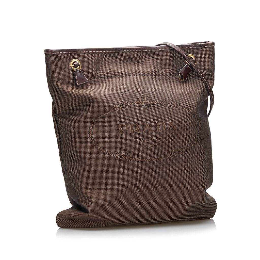 Fabric Crossbody Logo (Good) Unisex Brown Prada Crossbody Bag Authenticated Canapa Canvas Pre-Owned