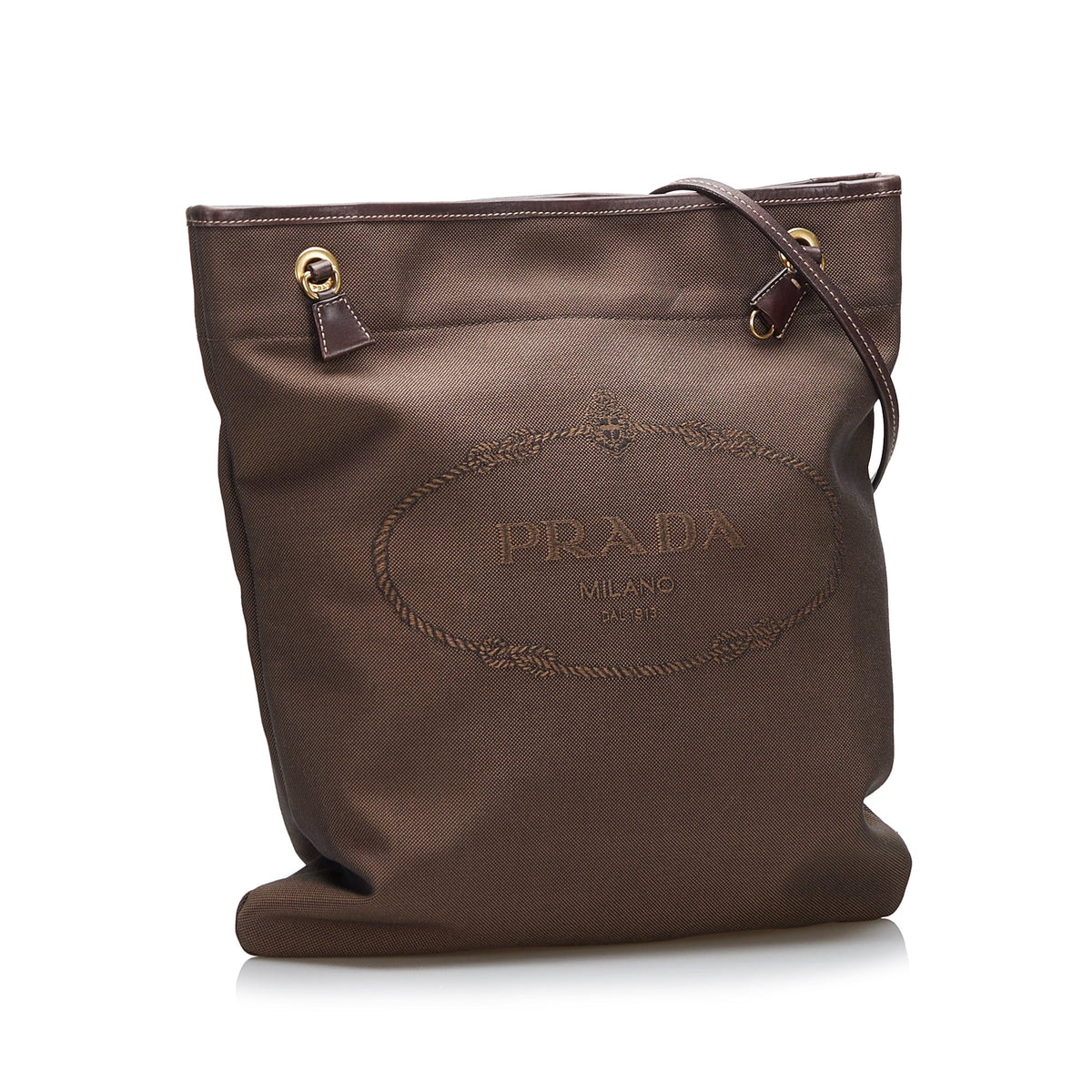 Fabric Crossbody Logo (Good) Unisex Brown Prada Crossbody Bag Authenticated Canapa Canvas Pre-Owned