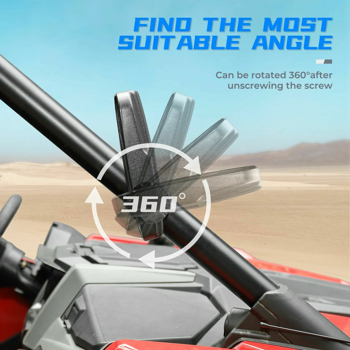 1000 with Clamp Center RZR 900 1.75"-2" View Mirrors Rear Polaris UTV Mirrors Compatible Set X3 Bar Can-Am