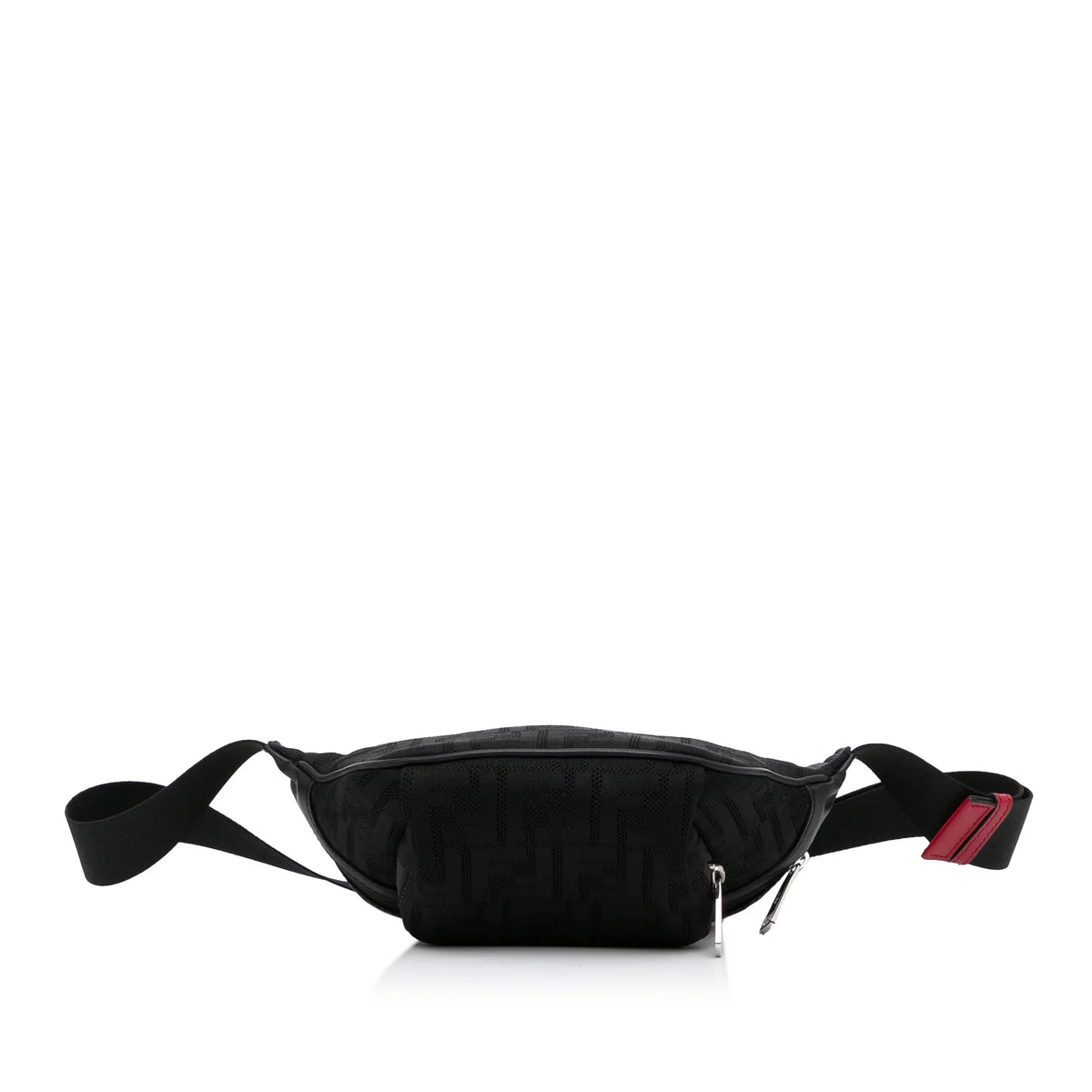 Knit Neoprene Bag Belt Pocket Perforated Grace Black Unisex Fendi Pre-Owned (Good) Vitello Authenticated Fabric FF