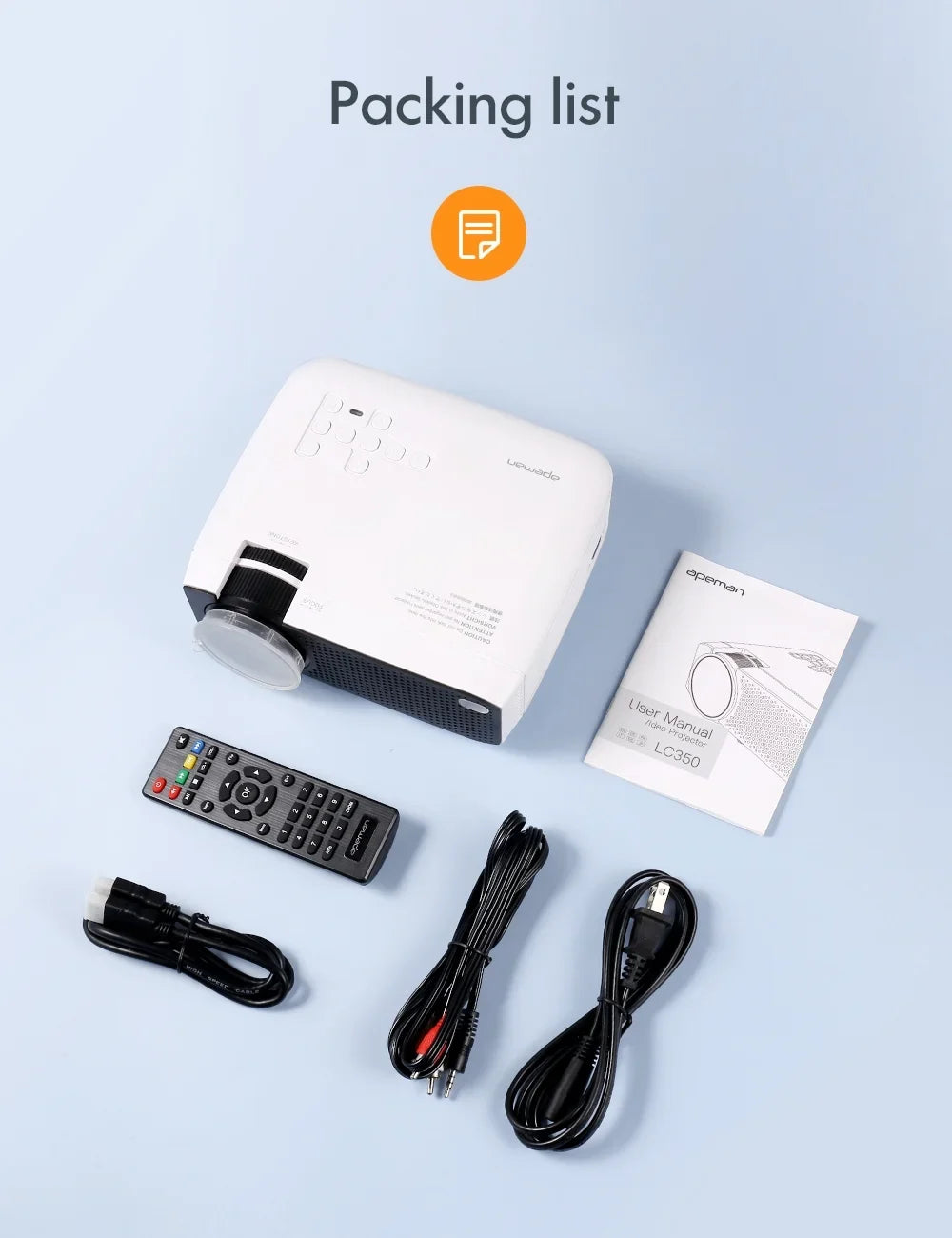 480P Projector, Theater Native Dual Support Eyes LC350 1080P Home Protection, Speakers, LCD Apeman Multiple Connection