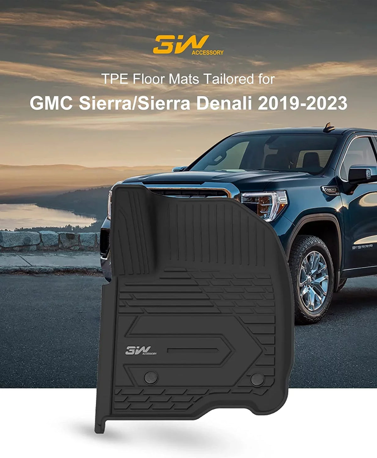 Floor Chevrolet 1500 3W HD/3500HD Carpeted &2020-2024 2500 Crew Sierra Silverado/GMC (Don't Fit with Cab & Factory For for 2019-2023 Sierra Storage Chevrolet Silverado/GMC Double Mats Cab),
