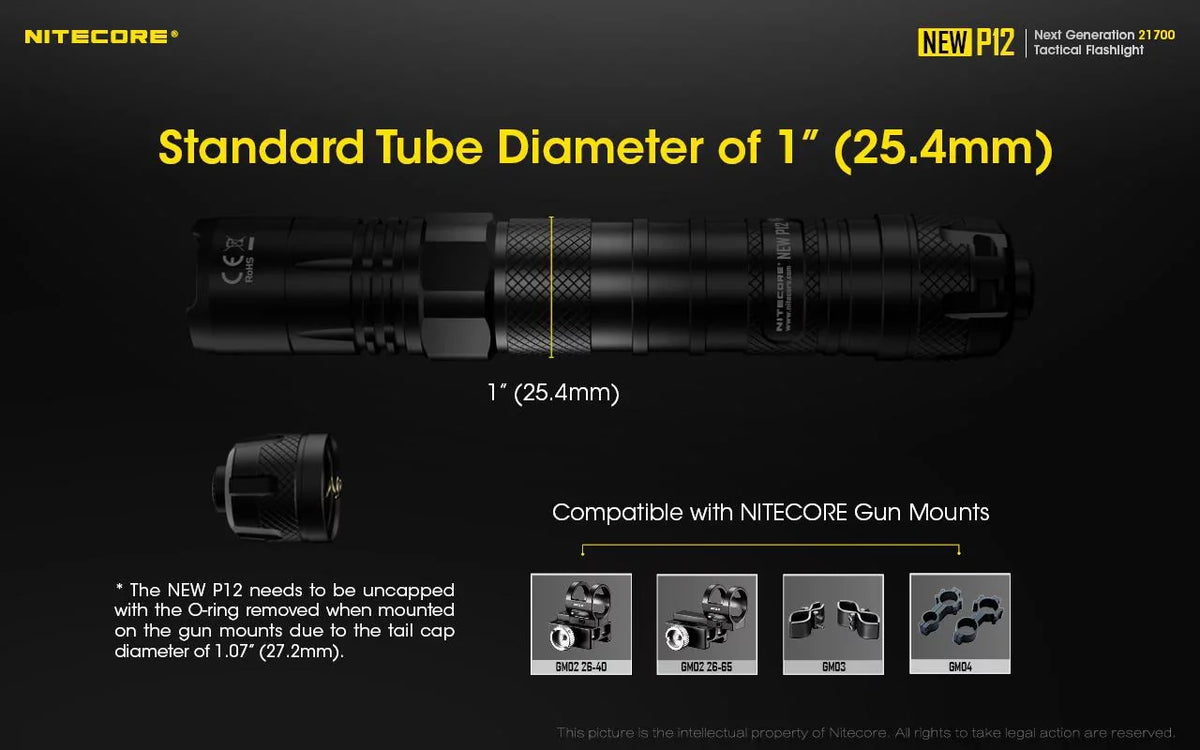 '- 1200 Lumens Battery, Cord, Flashlight Wall Adapter Nitecore 3Amp w/NL2150HPR New P12 Version USB LED and