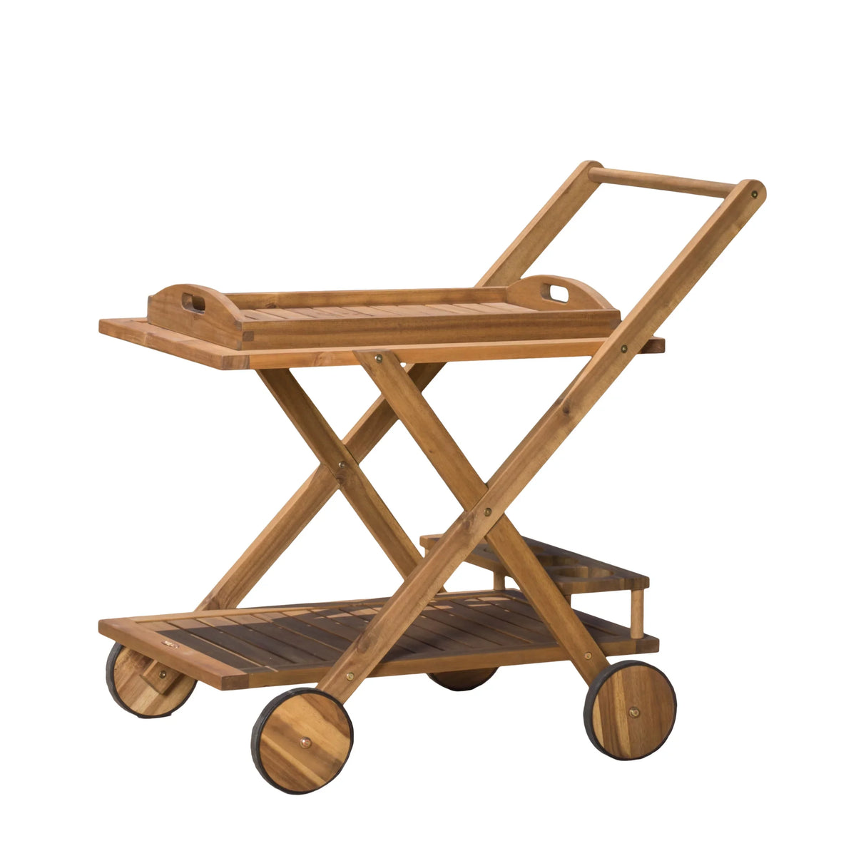 GDF Acacia Kenilworth Cart, Indoor/Outdoor Tiered Studio Bar 2 Wood Natural