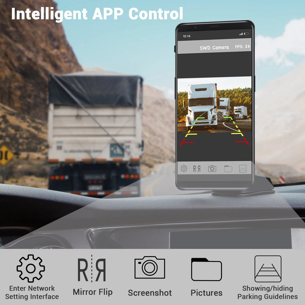 Angle Signal Trailer Truck with Digital View WiFi Yescom Backup Camera Wide Compatible Wireless RV Rear Android for Camper iPhone Waterproof