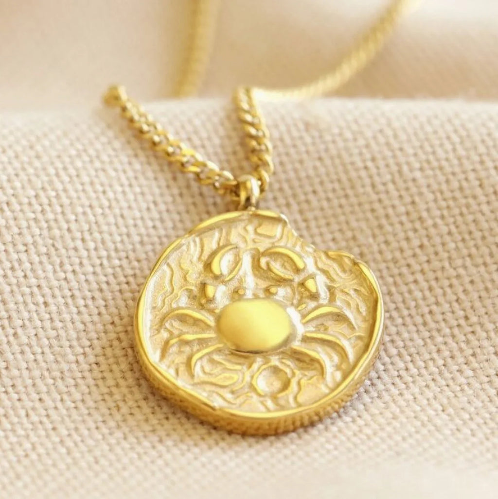 Gold Gift Necklace Inc Boutique Cancer Box Horoscope, Pendant Steel Women, Zodiac for Stainless | Birthday Teens