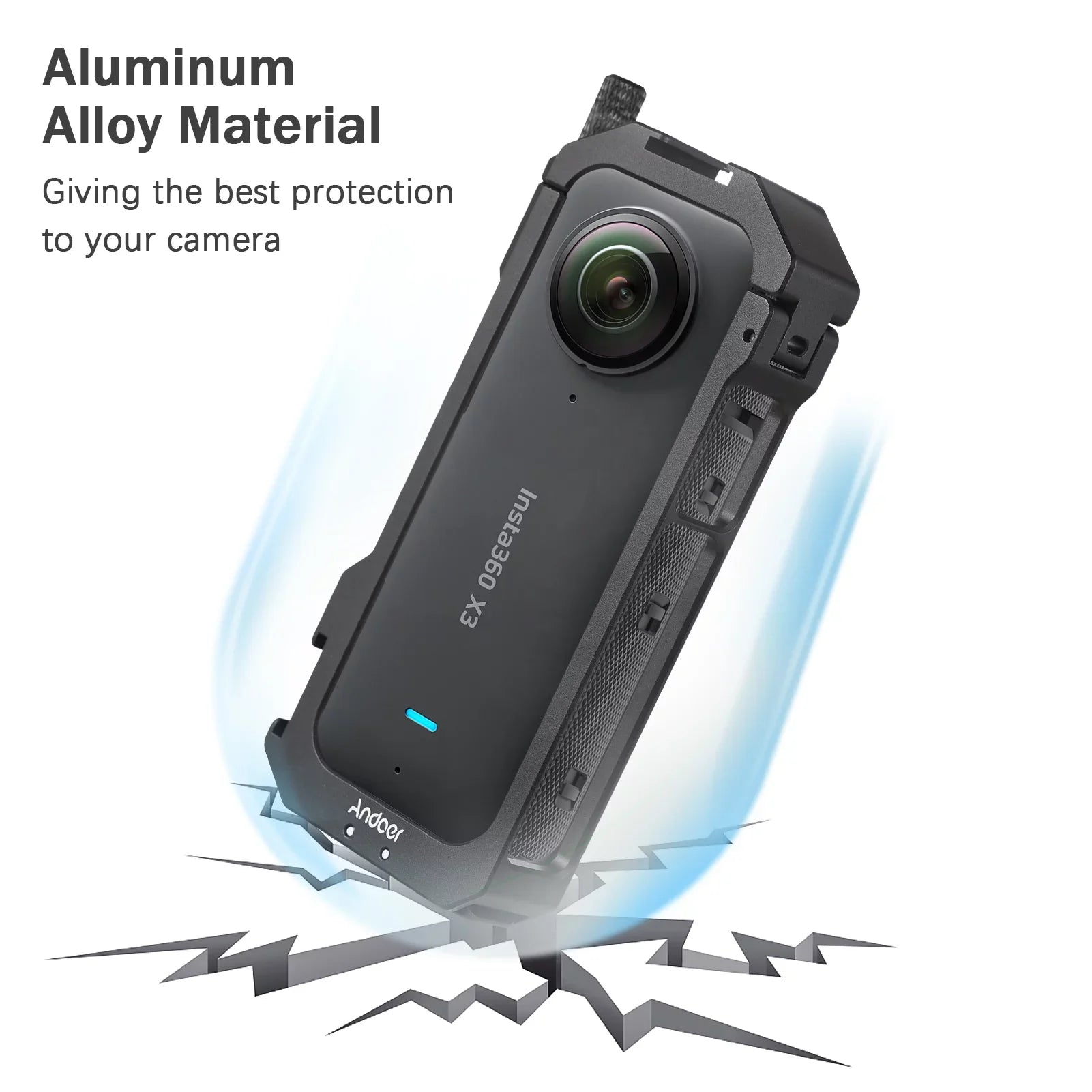 Alloy Accessories, Aluminum Suitable Vlog Andoer Cage Frame, Metal Shoe - Cold Insta360 Dual X3 Features Panoramic for Camera Video Mounts, Protective
