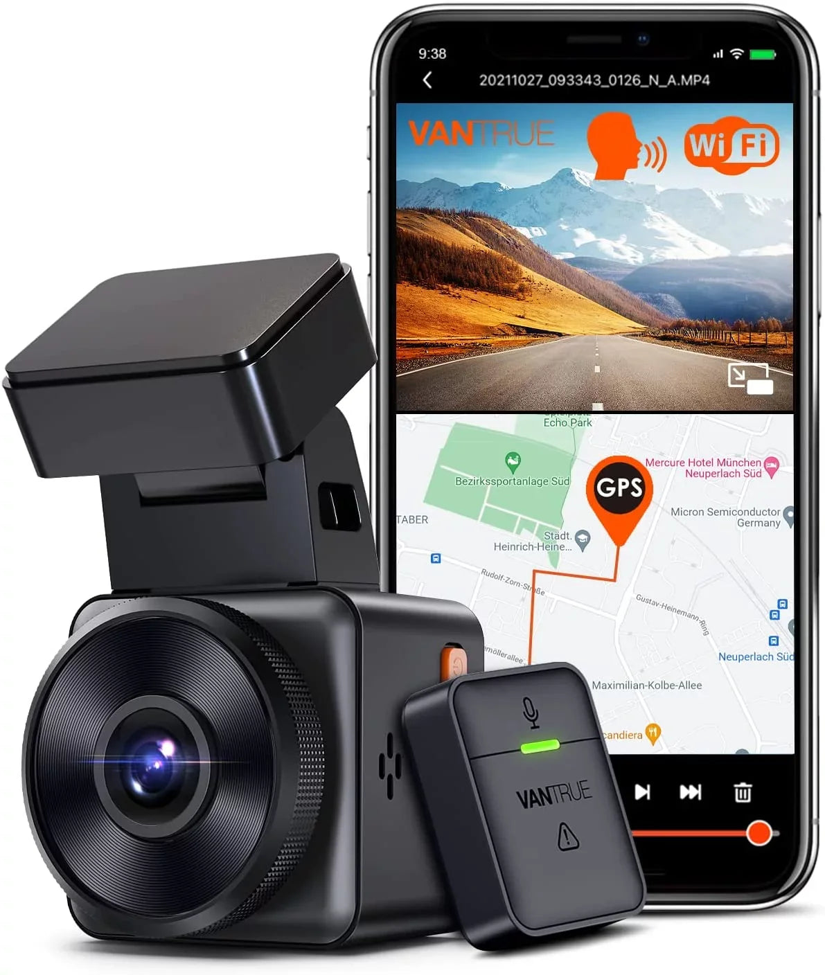 and Max Buffered WiFi Wireless Night with APP, Support 24 Motion Controller, Vision, Voice GPS Car Hours Parking Mode, Camera, E1 Mini Dash Detection, Dash Control Vantrue Front Cam 512GB 2.7K Speed,