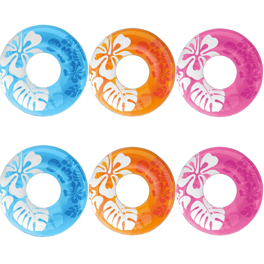 Colorful | Intex blow-up Transparent Swimming 59251EP Tube Pool Raft (6 Pack)