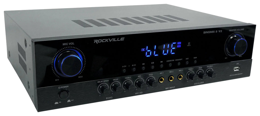 Rockville SINGMIX 8" Ceiling Black Receiver Amp+(4) Bluetooth Home 5 Speakers