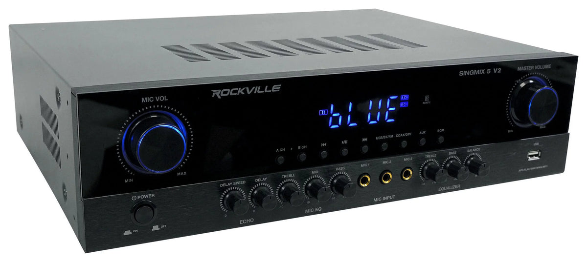 Rockville SINGMIX 8" Ceiling Black Receiver Amp+(4) Bluetooth Home 5 Speakers