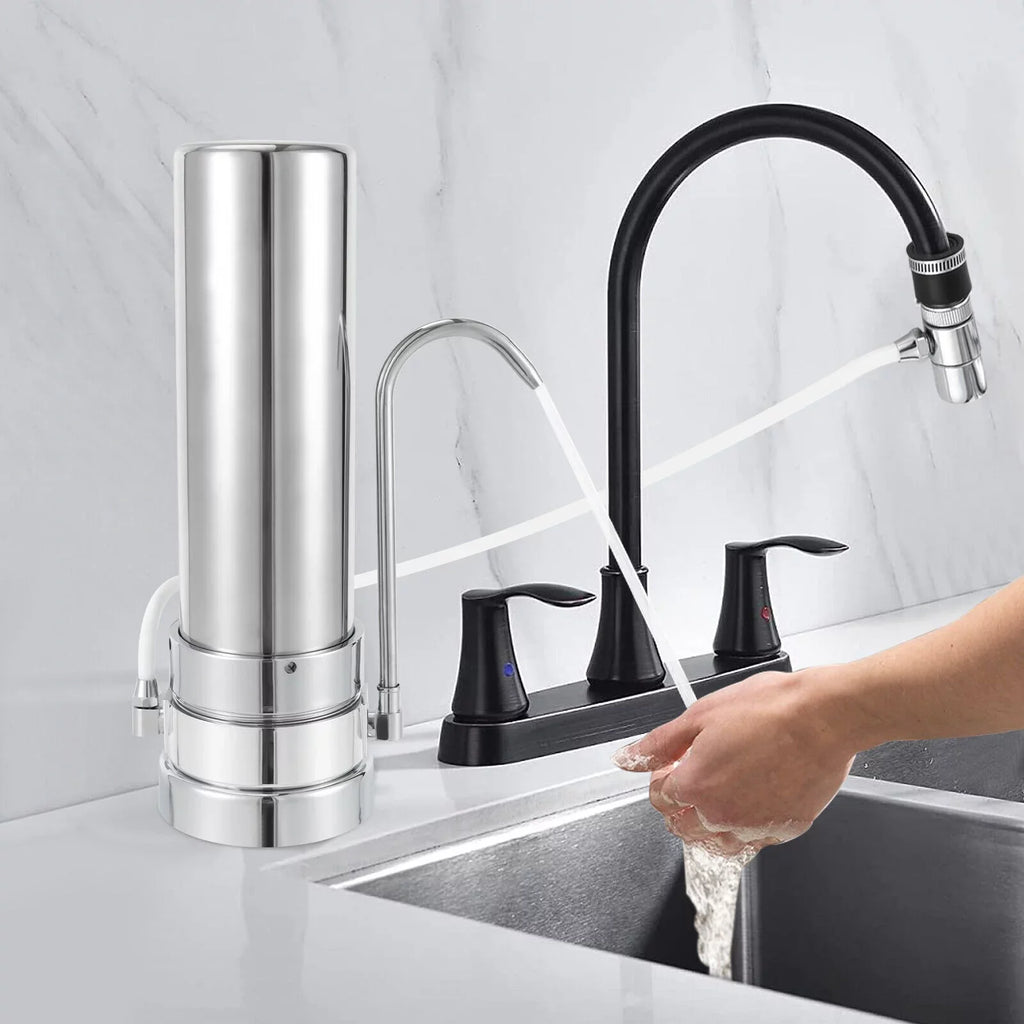 Tap System Drinking Filter Filtration Countertop Silver Water Stainless Filter Sink