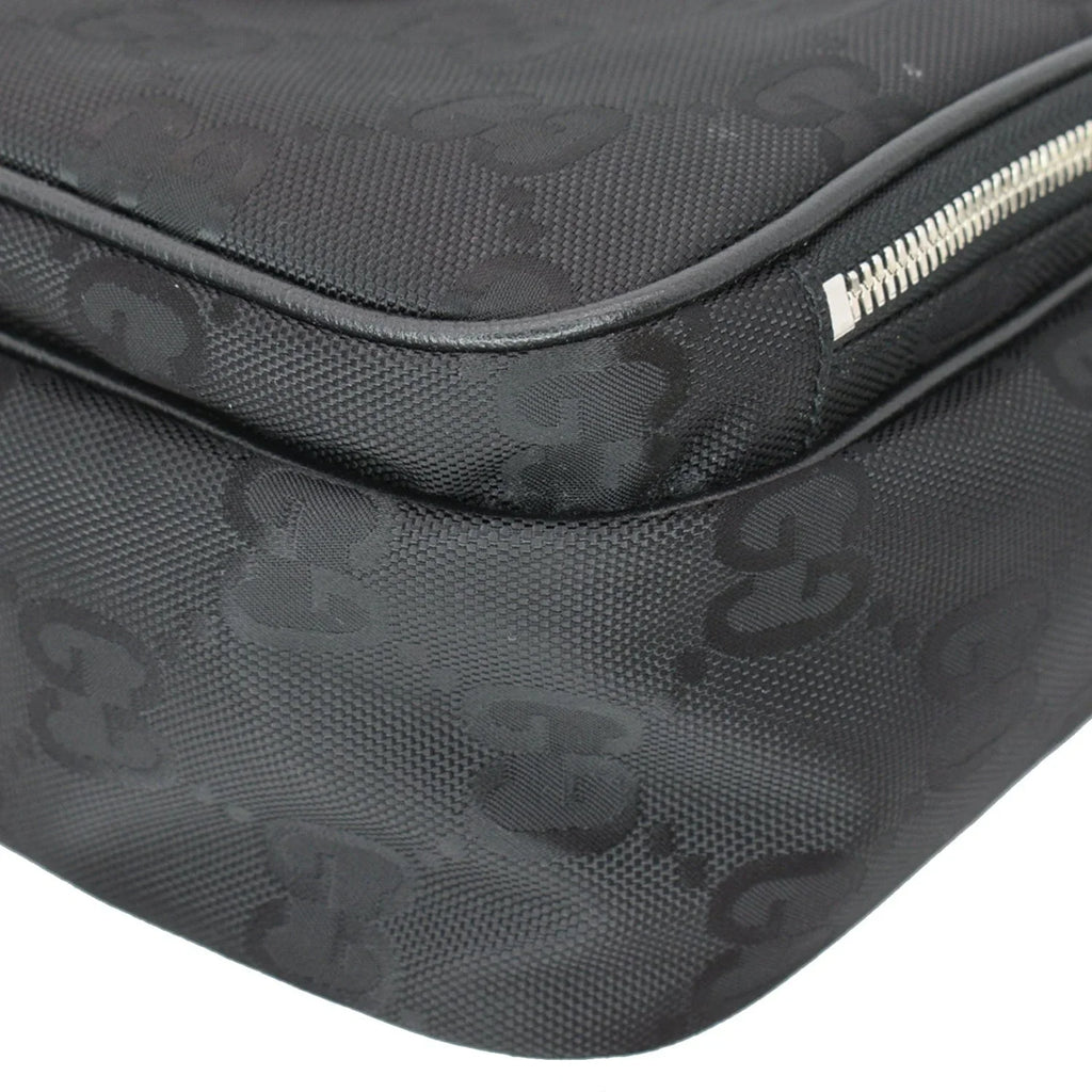 Bag Grid Nylon Monogram Off 625858 GUCCI Shoulder The Pre-owned GG Black