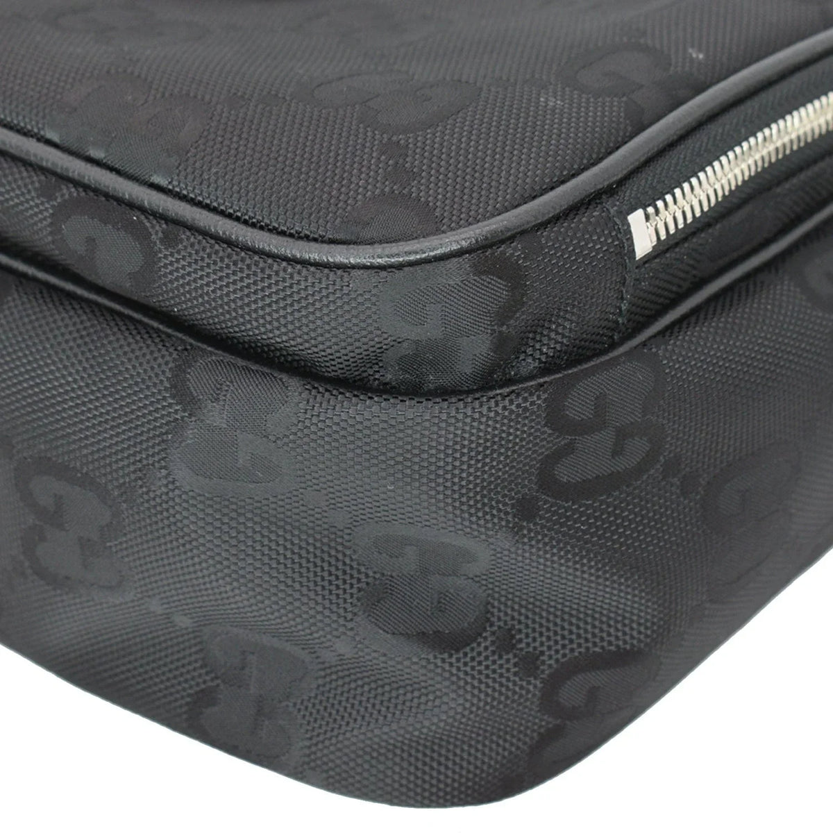 Bag Grid Nylon Monogram Off 625858 GUCCI Shoulder The Pre-owned GG Black