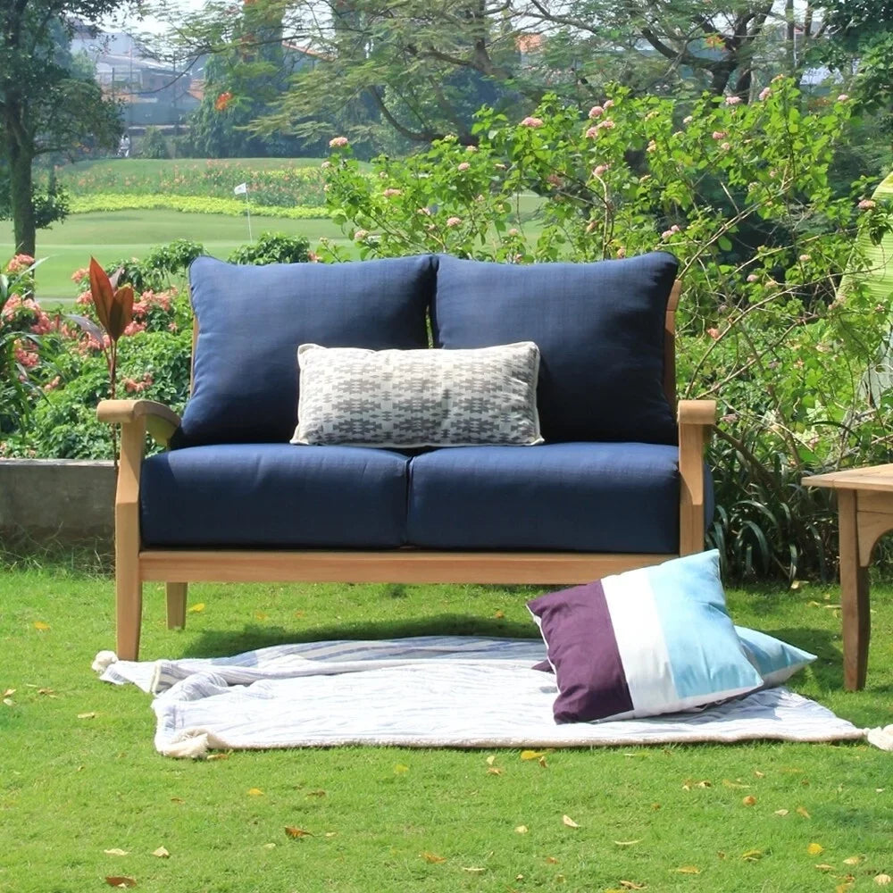 Cushion Cambridge Patio Casual Cushion Teak Plantation Loveseat Teak/Beige Leon with