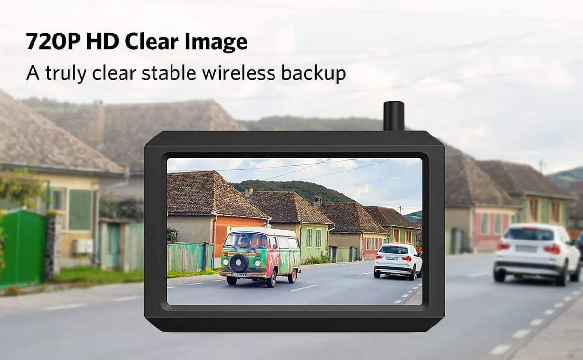 Backup View and HD Trucks, TFT-LCD K7Pro Waterproof Rear HD Camera 5″ Cameras, Support Camera Car/SUV/Van/Mini RV/Pickup 2 Monitor Wireless for for
