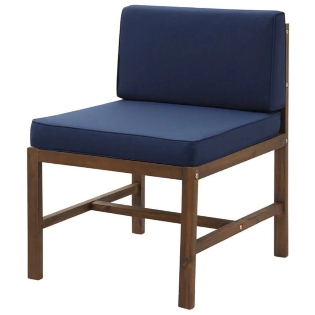 Edison Dark Walker Wood Solid Brown/Navy Patio Chair - Acacia Modular Side