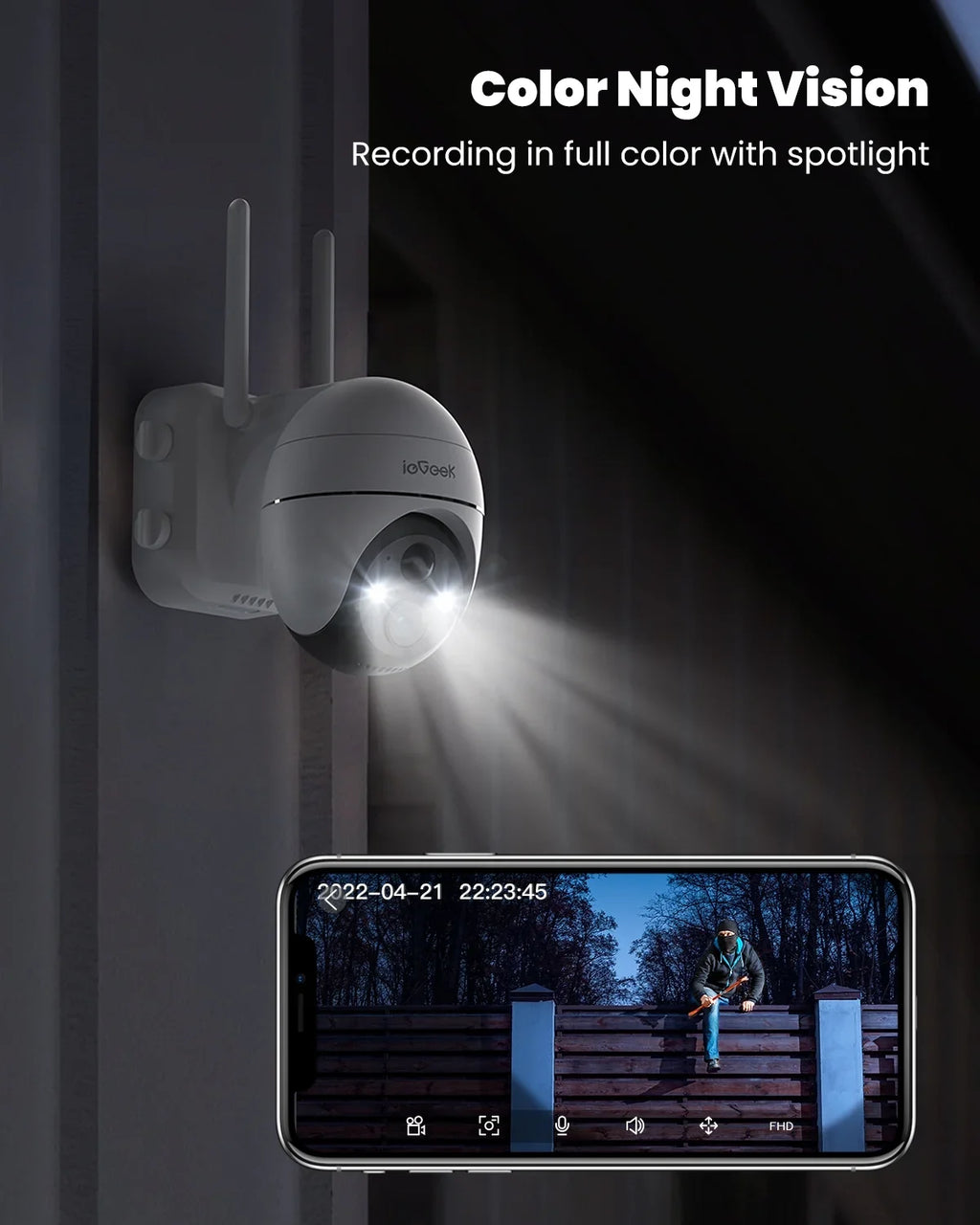 Surveillance Night with 360° WiFi Outdoor Home Cameras Battery Wireless Detection, Solar View Color 2K/3MP Spotlight, Alexa Work Powered Security Camera, Vision, PTZ Motion Solar PIR Outdoor,