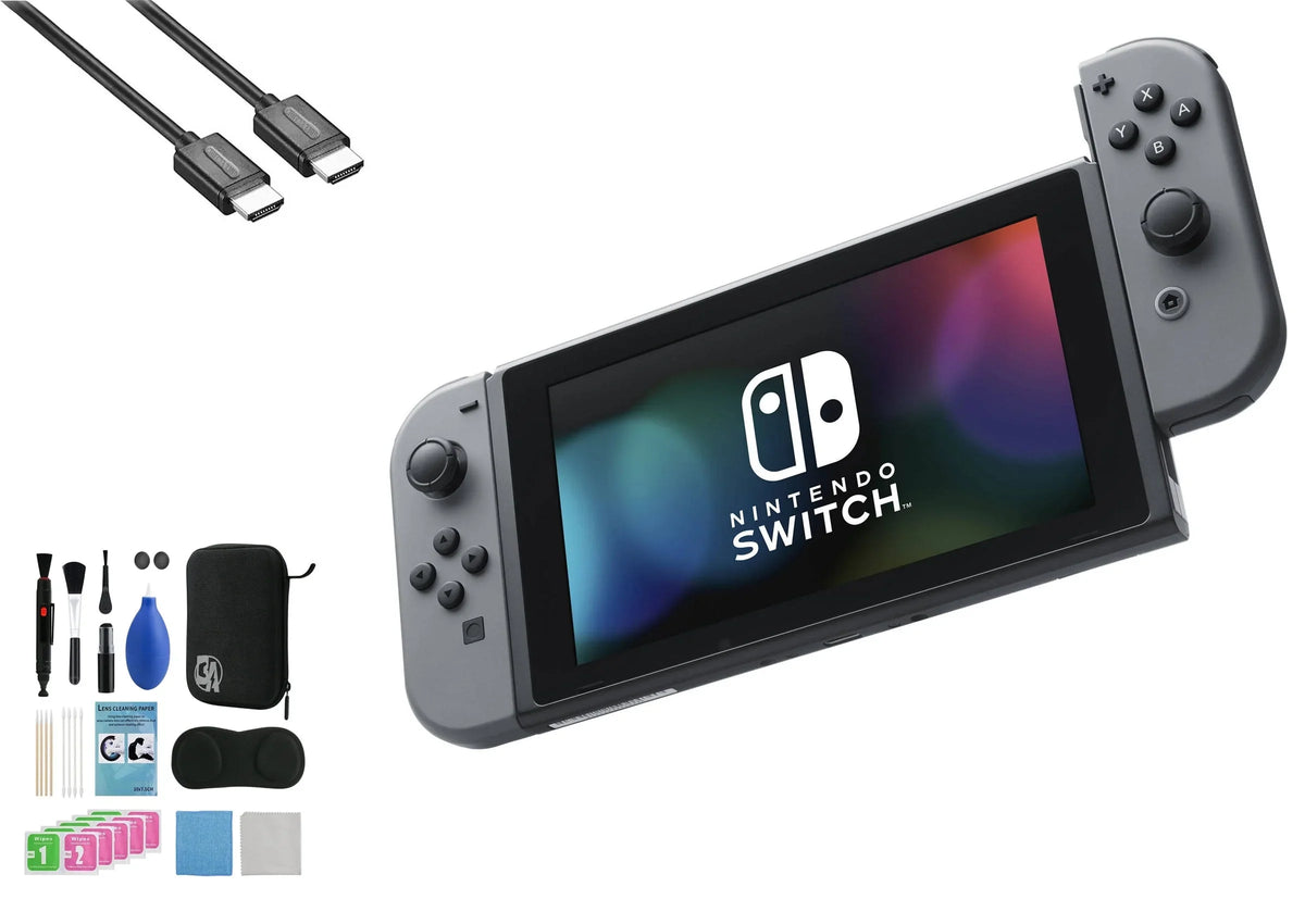 Gray New - AXTION Switch Cable Gray Kit Nintendo HDMI Cleaning BOLT Like with Joy-Con & Bundle