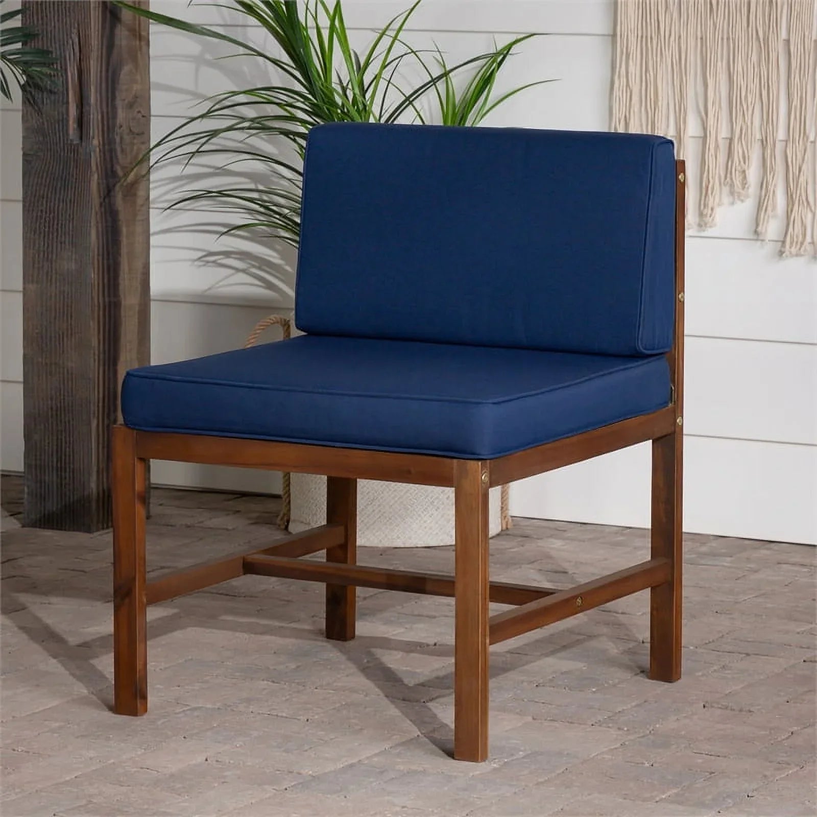 Edison Dark Walker Wood Solid Brown/Navy Patio Chair - Acacia Modular Side