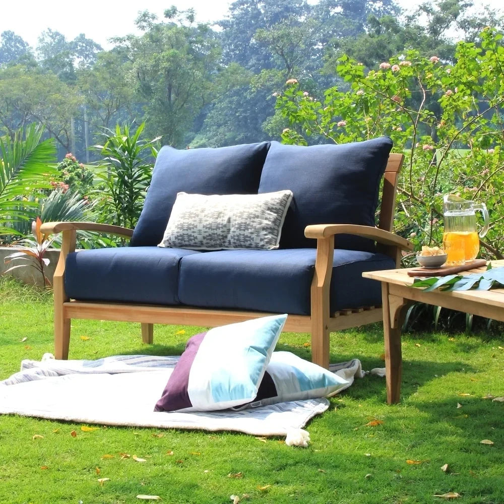 Cushion Cambridge Patio Casual Cushion Teak Plantation Loveseat Teak/Beige Leon with