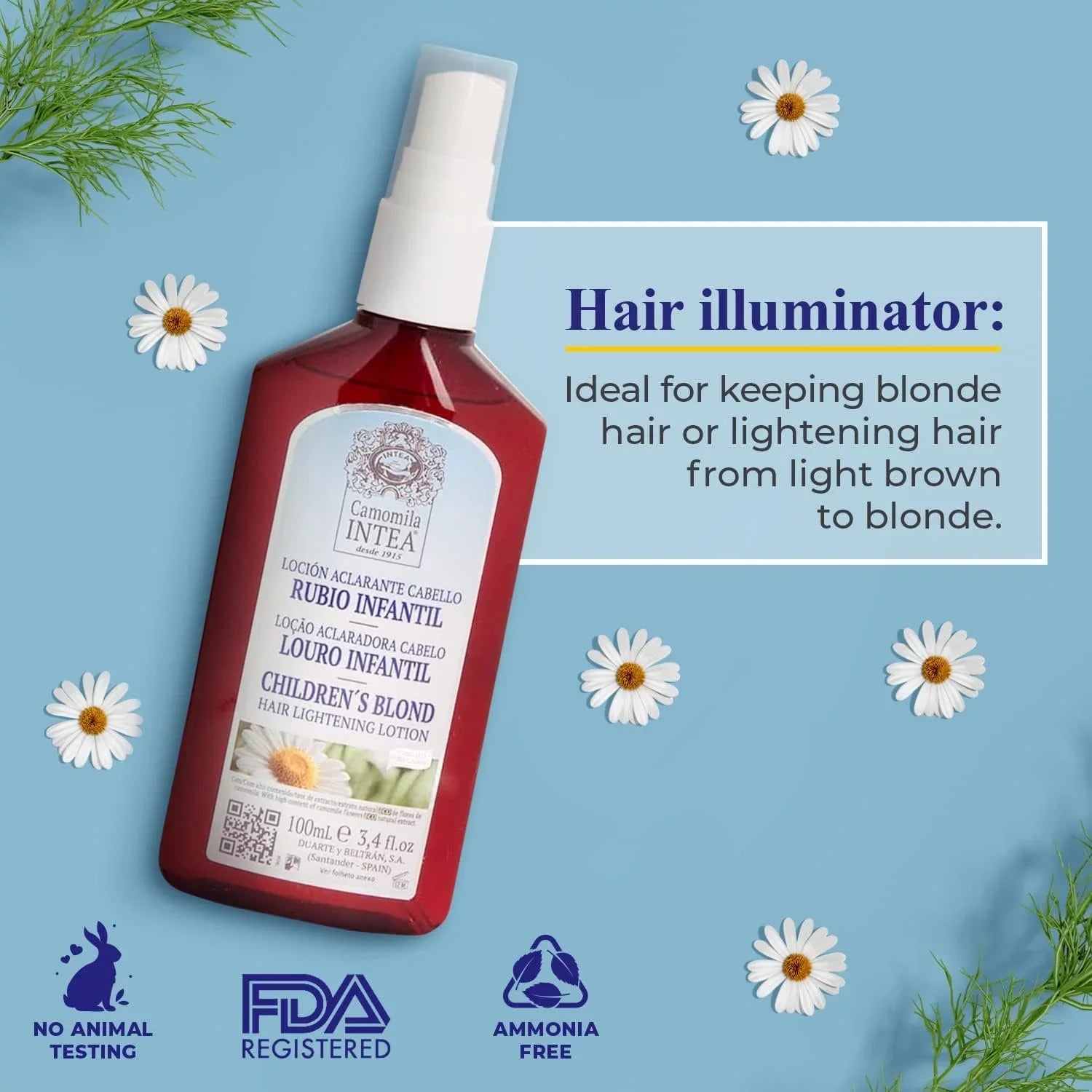 hair Lighten Sun For Intea – Bleach/Ammonia Premium spray Hair Naturally Chamomile – Hair spray Camomila No blonde for Kids– hair Lightening Spray Formula for Hair lightener – Lightener Child-Friendly