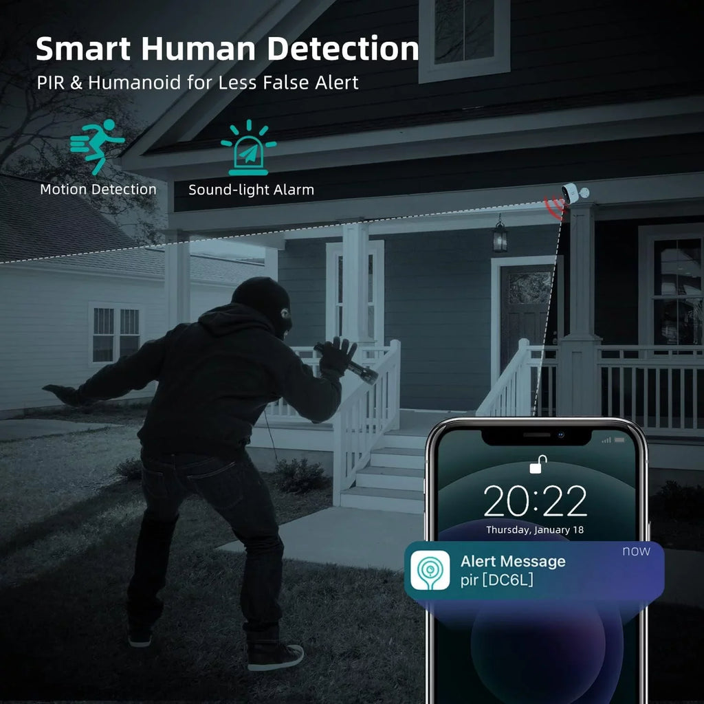 Motion Camera Wireless Siren,Rechargeable Outdoor /Indoor Security Battery Vision DEKCO & with Spotlight Color Detection 2K Night 2-Way WiFi Audio Surveillance Camera with Home Powered