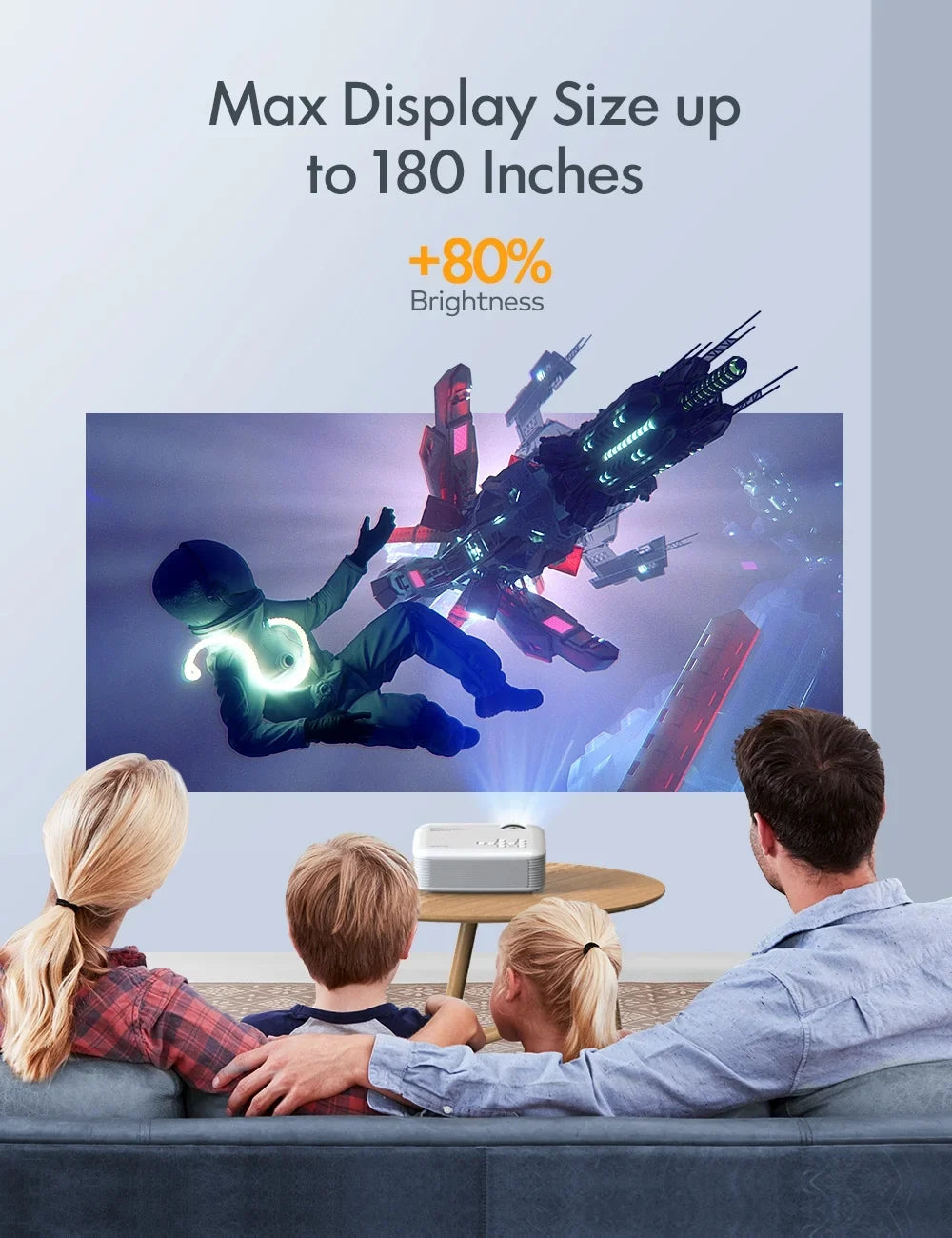 480P Projector, Theater Native Dual Support Eyes LC350 1080P Home Protection, Speakers, LCD Apeman Multiple Connection